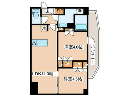 クレストコート渋谷笹塚(2LDK/4階)の間取り写真