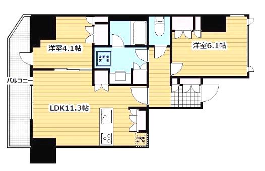クレストコート上野(2LDK/9階)の間取り写真
