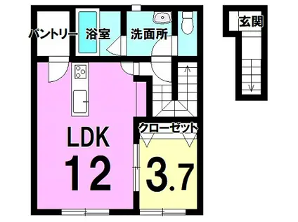 シャ・アムール(1LDK/2階)の間取り写真