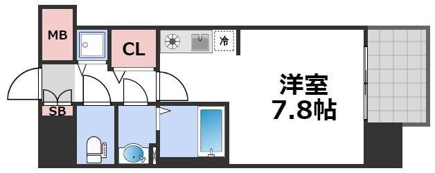 BLAU本町東(ワンルーム/4階)の間取り写真