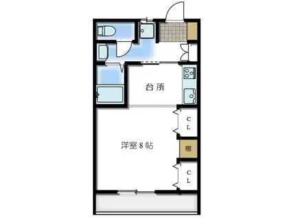 プランドール桜花(ワンルーム/2階)の間取り写真