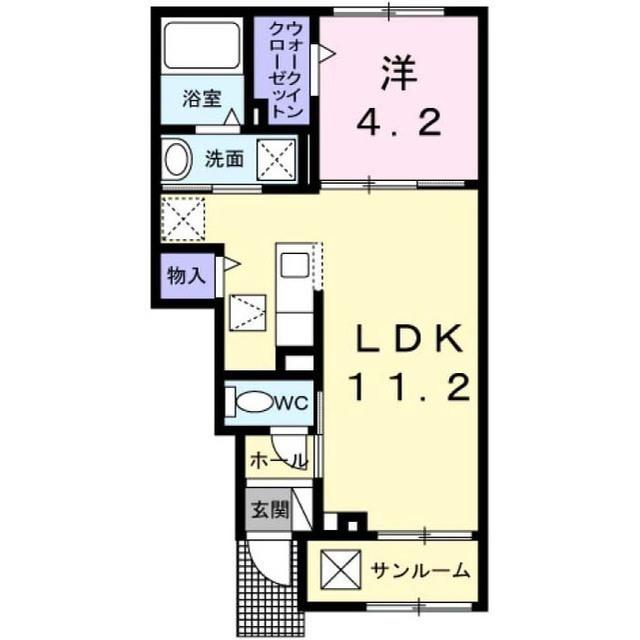 シャトー・バロンV(1LDK/1階)の間取り写真