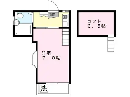 アクアコート調布II(1K/2階)の間取り写真