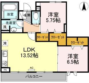 パレドールモア(2LDK/2階)の間取り写真