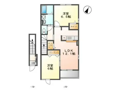 レクサス共栄E(2LDK/2階)の間取り写真