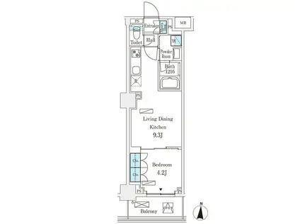 ロイジェントパークス押上錦糸町(1LDK/4階)の間取り写真