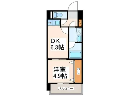 サムティ熊本駅南(1DK/9階)の間取り写真