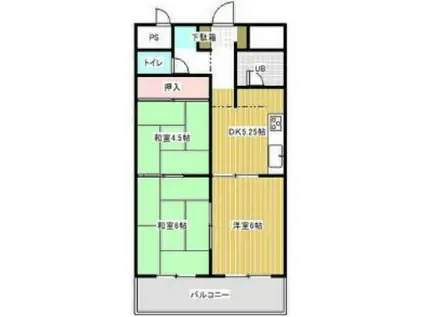 チサンマンション和地山(3DK/7階)の間取り写真