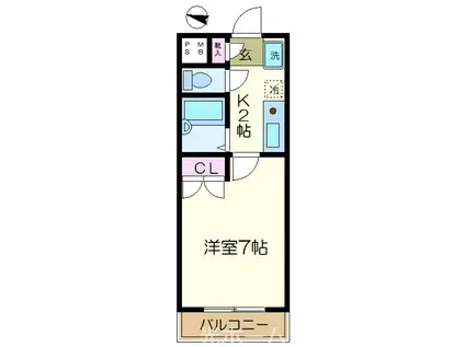 パレ・ドール東所沢(1K/2階)の間取り写真