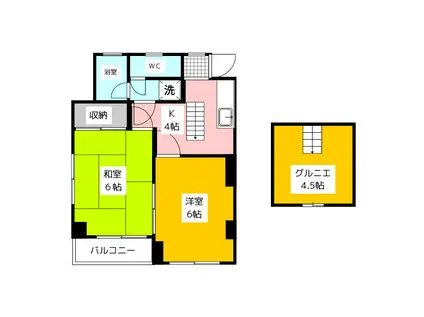 三和ハイツ(2K/2階)の間取り写真