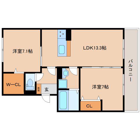 リシェエンファント(2LDK/3階)の間取り写真