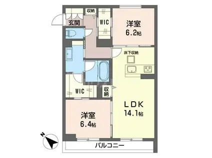 ツイン・フェリーチェ(2LDK/1階)の間取り写真