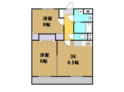 あんずマンション(2DK/2階)の間取り写真