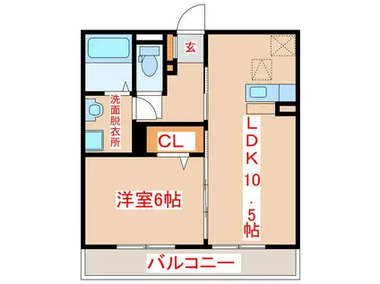 ボヌール東谷山(1LDK/1階)の間取り写真