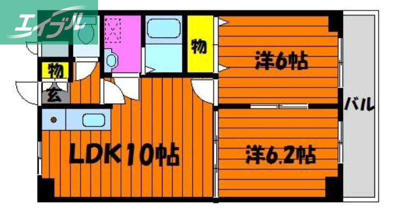 サニーヒルズ大福(2LDK/5階)の間取り写真