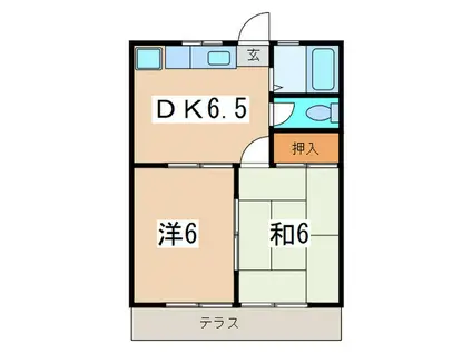 パークハイツA(2DK/1階)の間取り写真