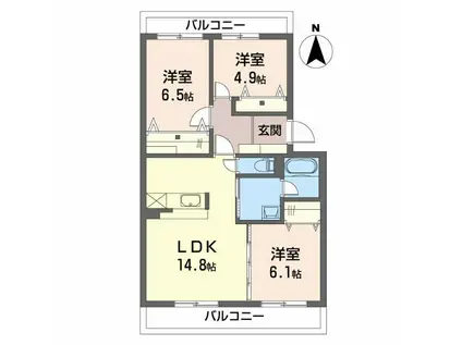 チエーロ石田(3LDK/2階)の間取り写真