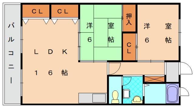 健ビル(2LDK/3階)の間取り写真