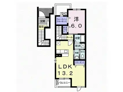 メープルリーフIII(1LDK/2階)の間取り写真