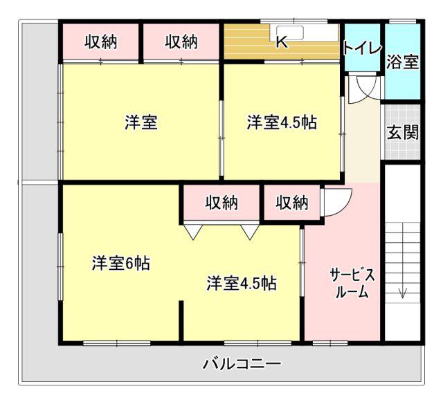 Jシーダ(4SK/3階)の間取り写真