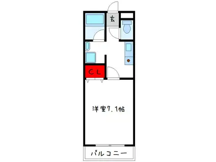 近鉄大阪線 久宝寺口駅 徒歩4分 2階建 築23年(1K/2階)の間取り写真