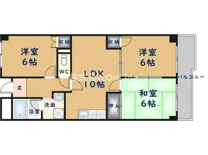 ハイツ南久宝寺(3LDK/4階)の間取り写真