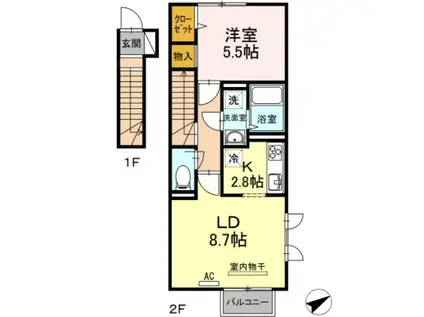 D-ROOM横沼(1LDK/2階)の間取り写真