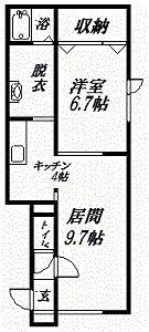 チェリー2・2(1LDK/1階)の間取り写真
