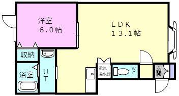 レインボーハウス元中野NO42(1LDK/1階)の間取り写真
