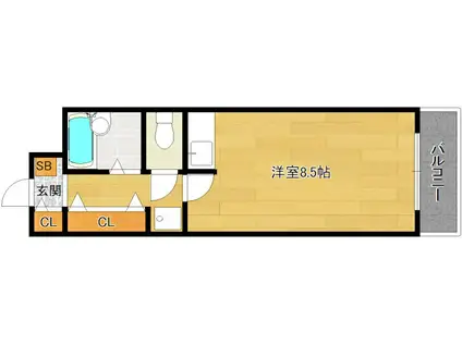 ニューポート内田(1K/2階)の間取り写真