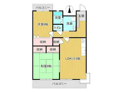 カーム・ファースト A棟(2LDK/2階)の間取り写真