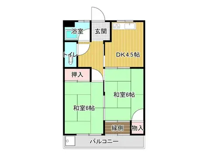 白石荘2(2DK/2階)の間取り写真