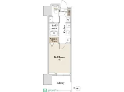 BLESS亀戸(1K/11階)の間取り写真