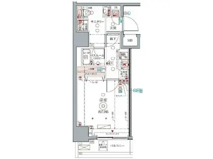 クレヴィスタ中野新橋(1K/4階)の間取り写真