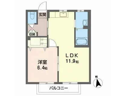 シャーメゾン・WILL(1LDK/1階)の間取り写真