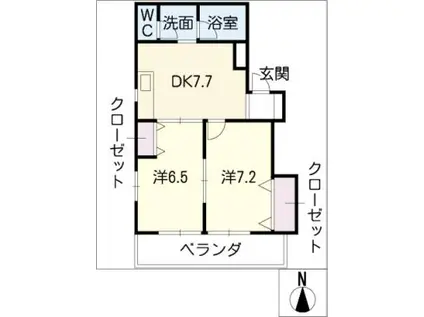 シャルム・メゾン(2DK/2階)の間取り写真