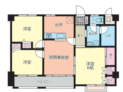 レサージュ橋本壱番館(3LDK/2階)の間取り写真