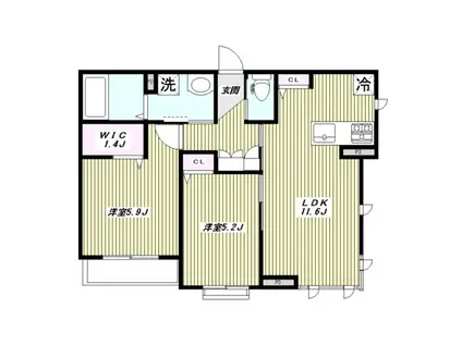 クラインガルテンI(2LDK/1階)の間取り写真