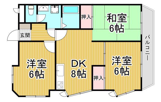 グリーンライフ北夙川(3DK/3階)の間取り写真