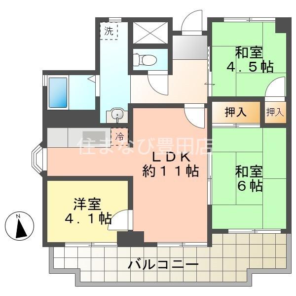 アメニティ21(3LDK/5階)の間取り写真