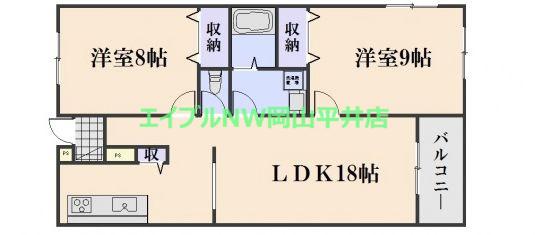 ライズガーデン 参番館(2LDK/1階)の間取り写真