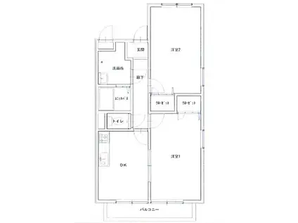 ヴィラ家奈A(2DK/1階)の間取り写真