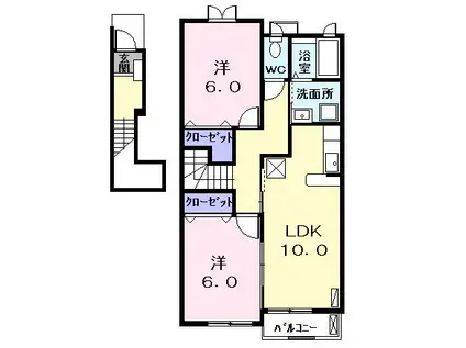 スパーブ社(2LDK/2階)の間取り写真