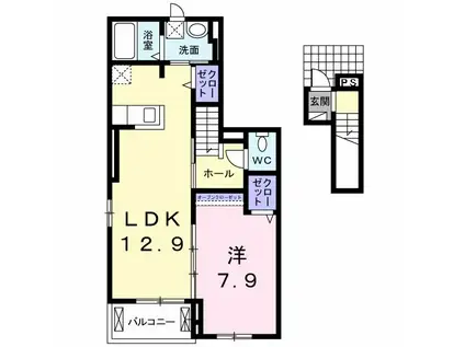 オルタンシアII(1LDK/2階)の間取り写真