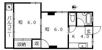 FKマンション(2K/3階)の間取り写真