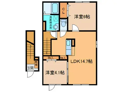 ルピナスIII(2LDK/2階)の間取り写真