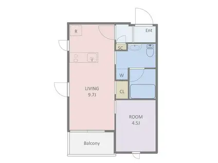 COTON VILLA 桜新町(1LDK/1階)の間取り写真