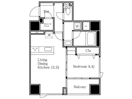 GRAN PASEO 広尾 (1LDK/2階)の間取り写真