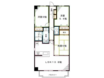 シャルマン井荻(3LDK/4階)の間取り写真