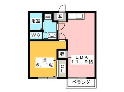 エスポワール神社(1LDK/2階)の間取り写真